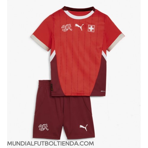 Camiseta Suiza Primera Equipación Replica Eurocopa 2024 para niños mangas cortas (+ Pantalones cortos)